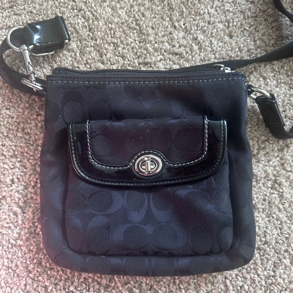 Coach Black Crossbody Bag with Signature Pattern